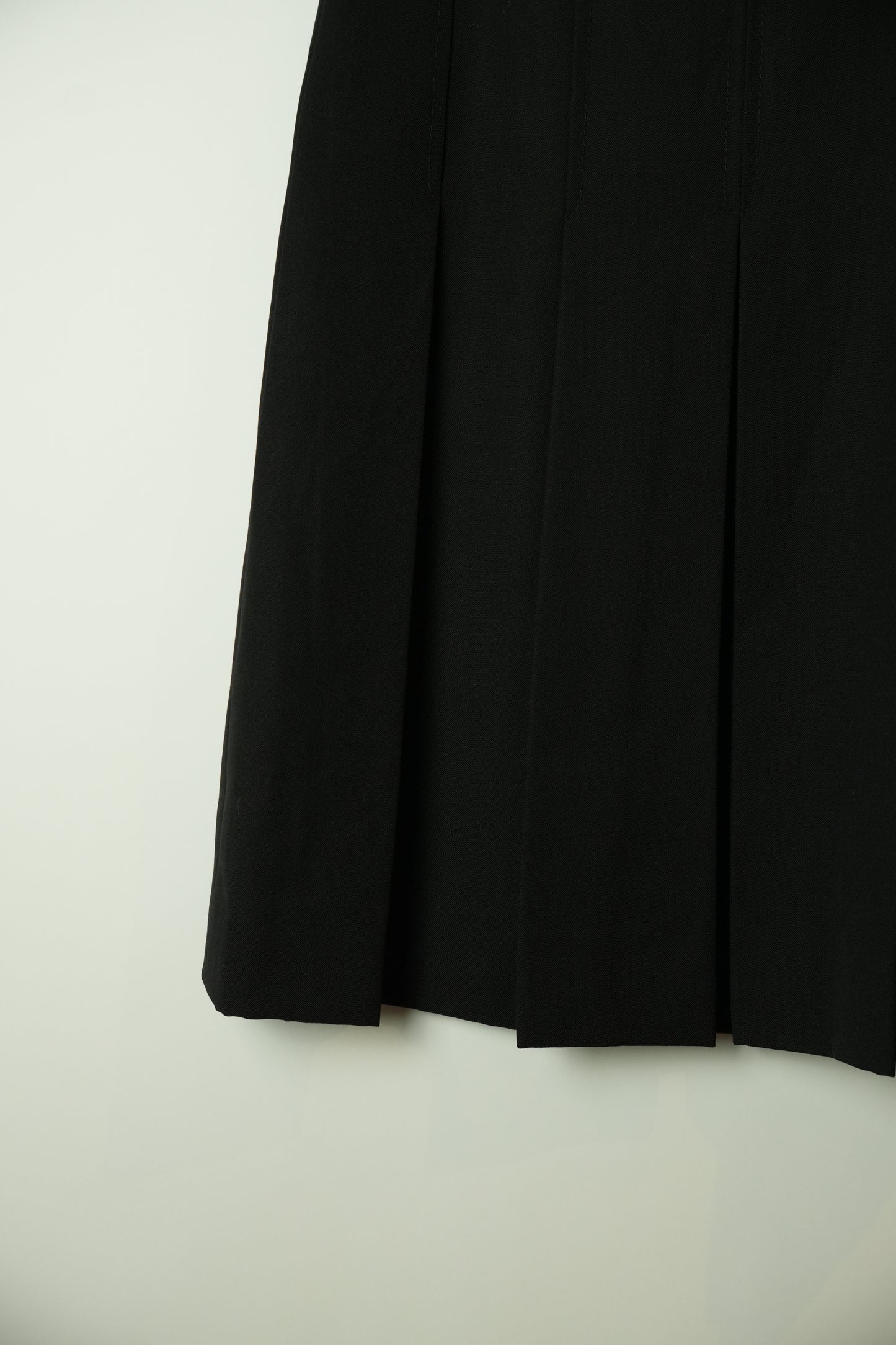 Celine Black Wool Pleated Gold Chain Midi Skirt