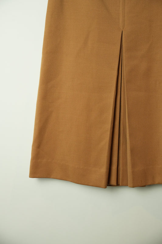 Celine Beige Chain Pleated Front Wool Skirt
