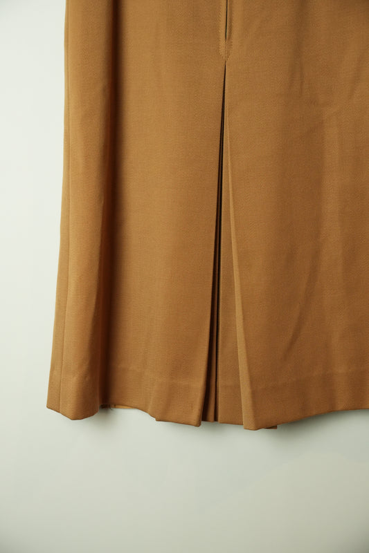 Celine Beige Chain Pleated Front Wool Skirt