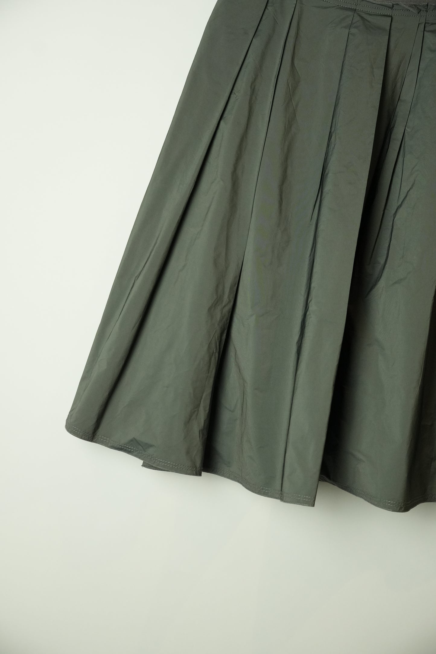 Jil Sander Navy Grey Nylon Pleated Skirt