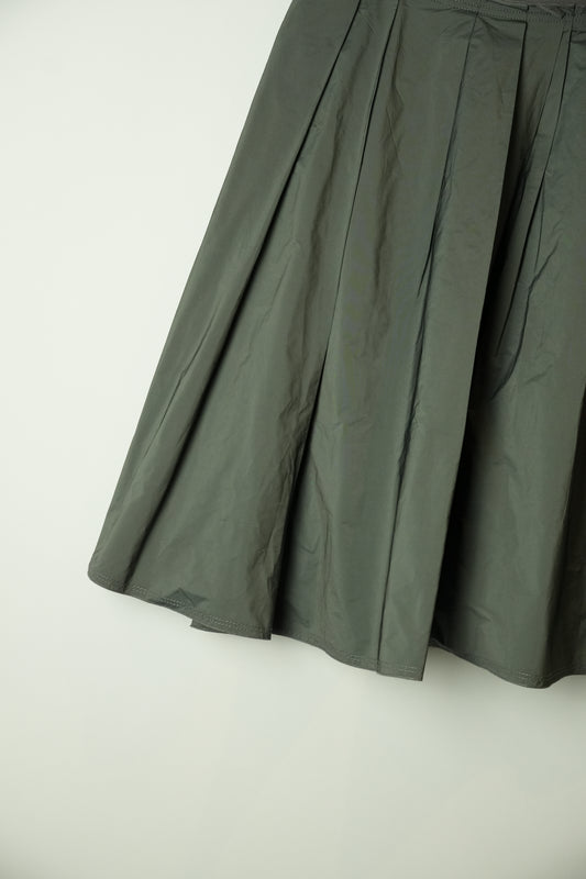 Jil Sander Navy Grey Nylon Pleated Skirt