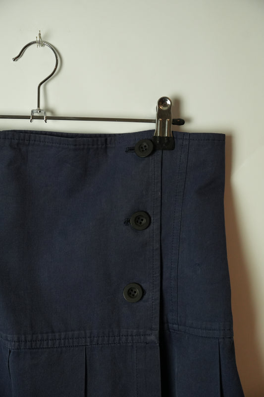 Tricot Comme Des Garcons Navy Pleated Button Down Midi Skirt