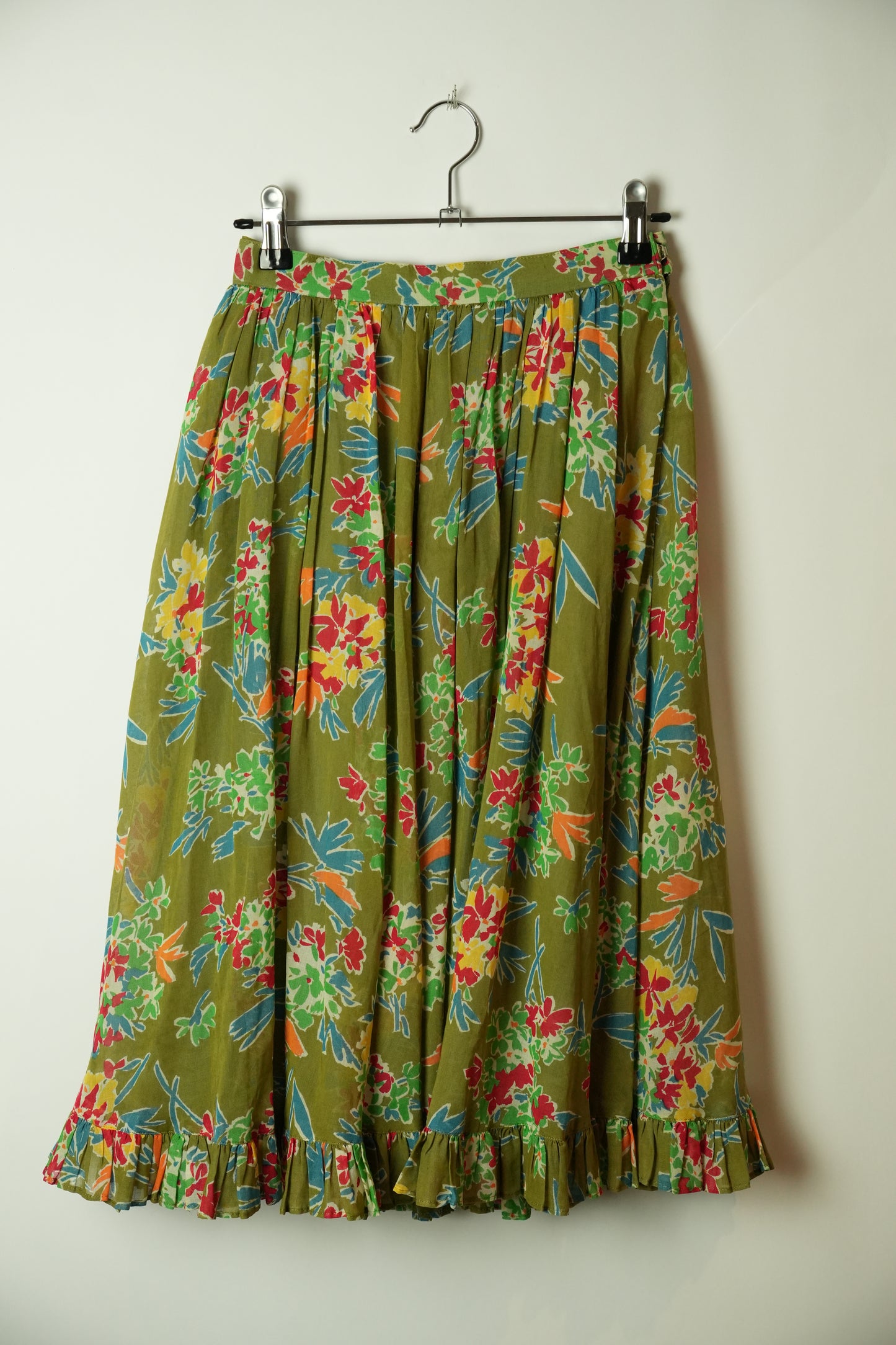 Christian Dior Pret A Porter Floral Pleated Midi Skirt