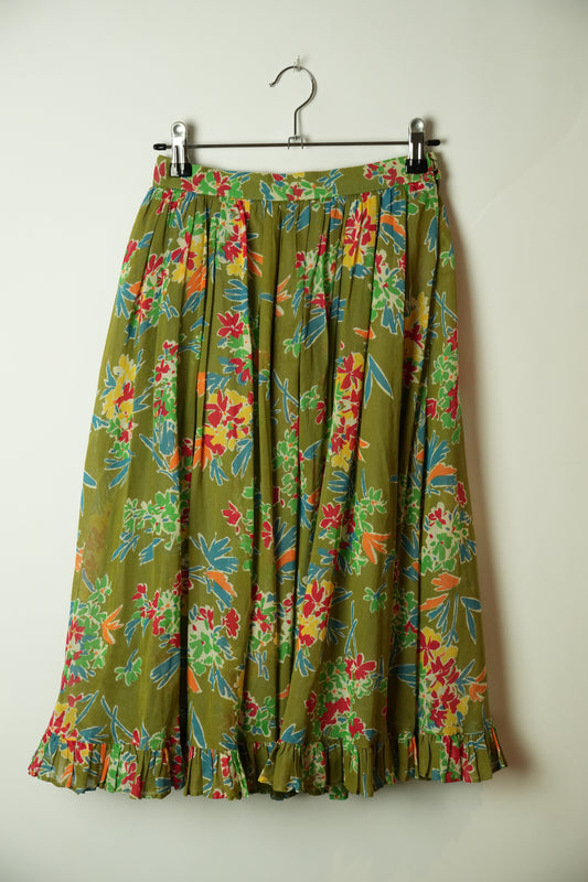 Christian Dior Pret A Porter Floral Pleated Midi Skirt