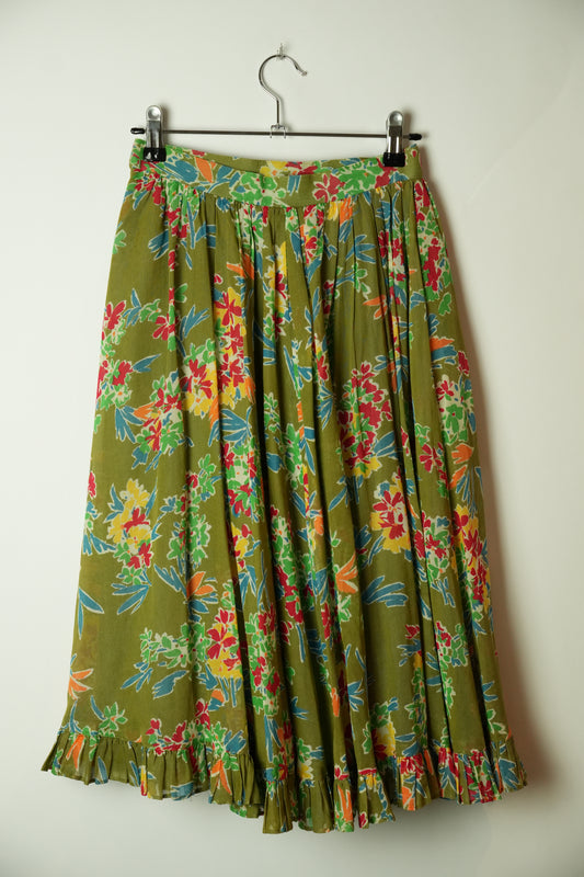 Christian Dior Pret A Porter Floral Pleated Midi Skirt