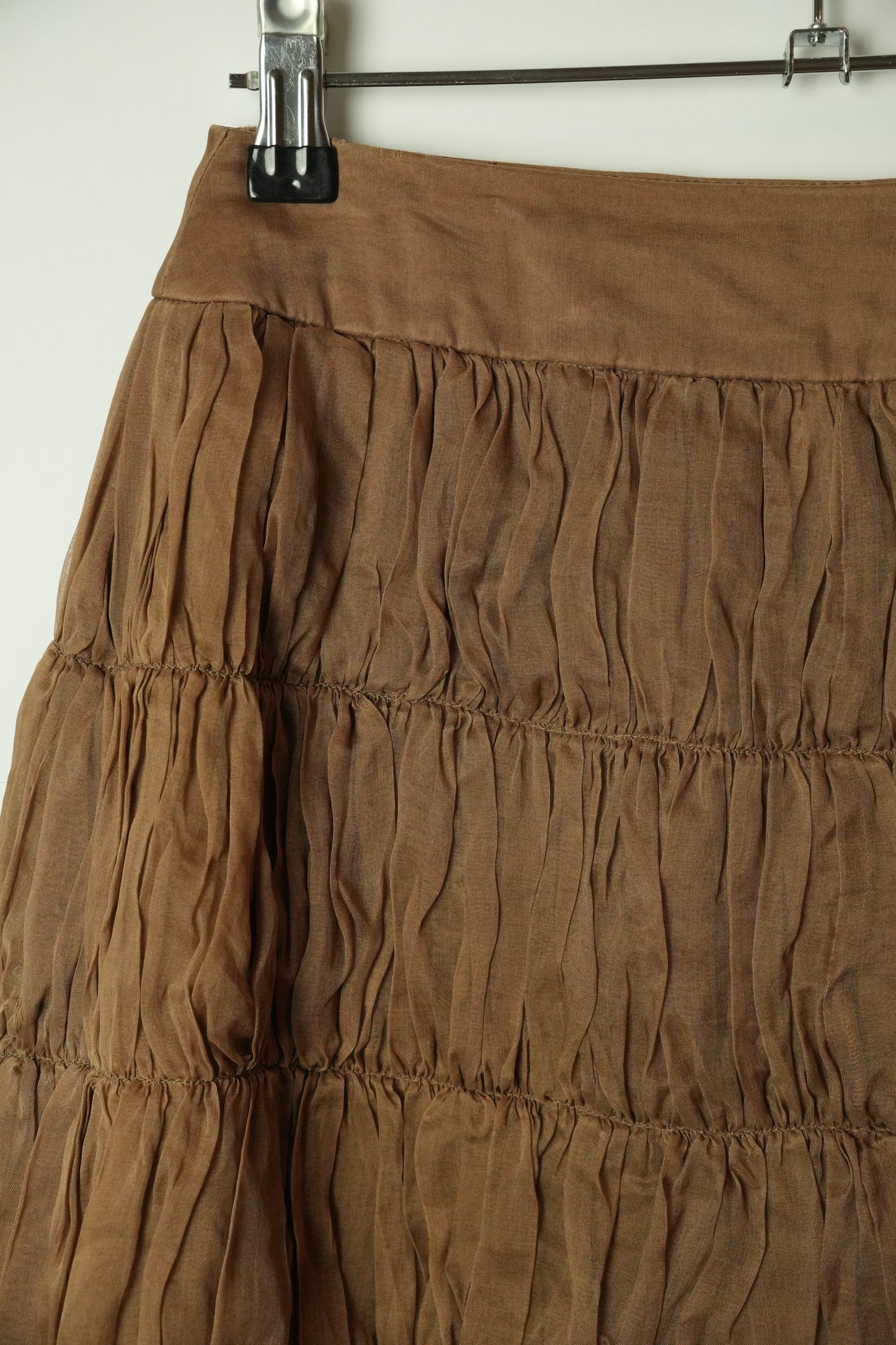Chanel Silk Layered Ruffle Row Nude Skirt