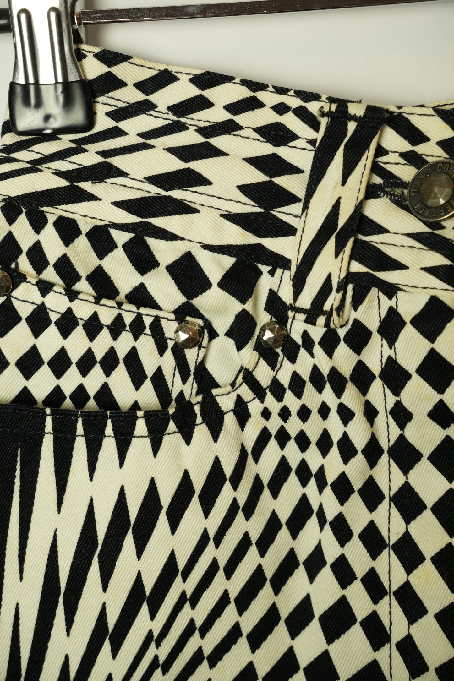 Versace Jeans Couture Psychedelic Checkered Denim Mini Skirt