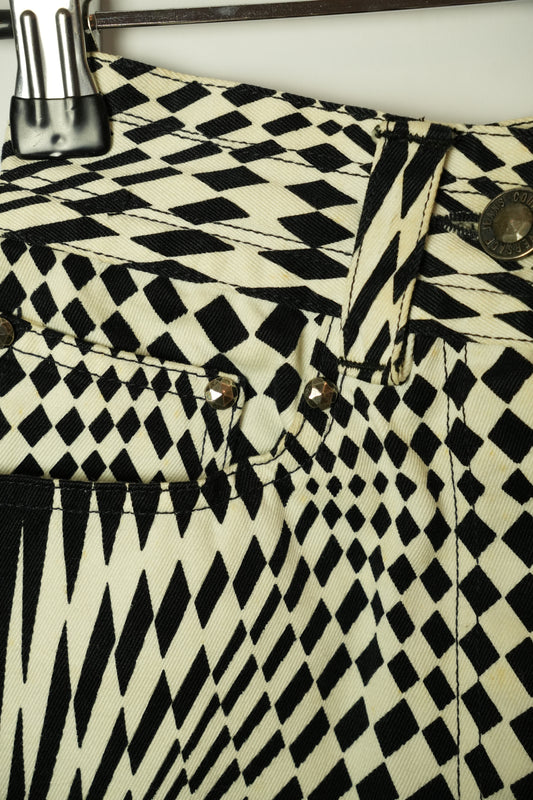 Versace Jeans Couture Psychedelic Checkered Denim Mini Skirt
