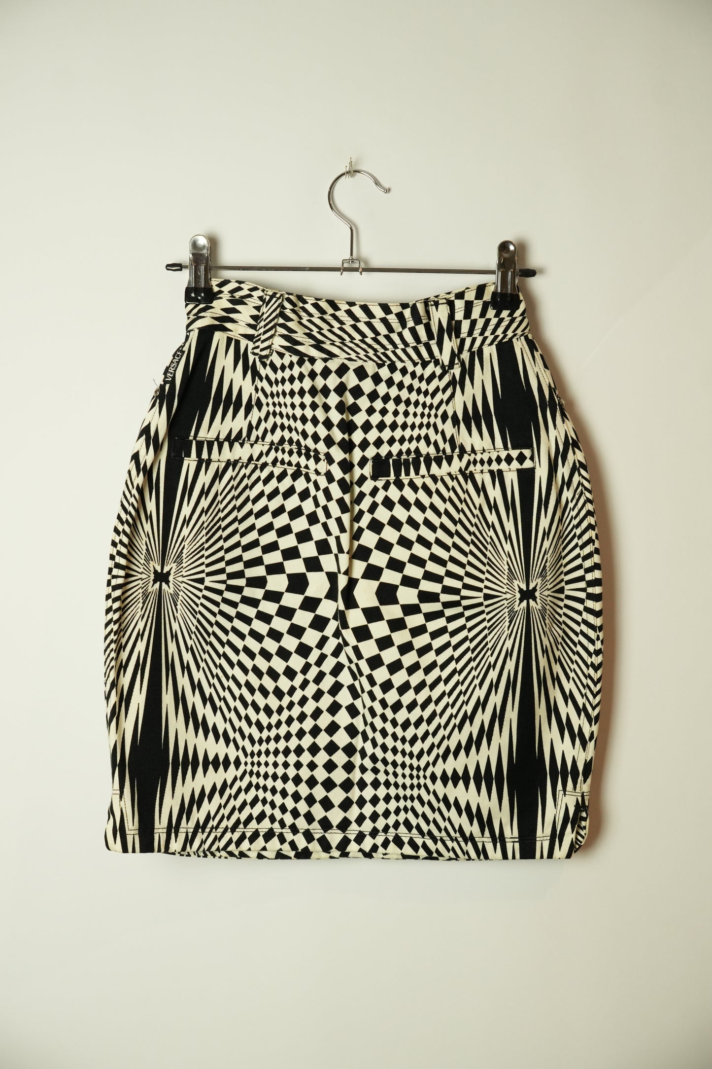 Versace Jeans Couture Psychedelic Checkered Denim Mini Skirt