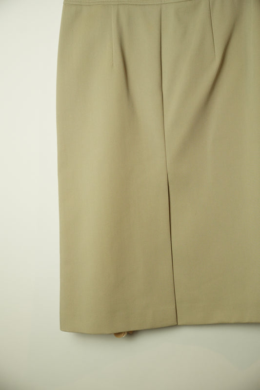 Prada Beige 2019 Paillette Sequin Embellished Wool Midi Skirt