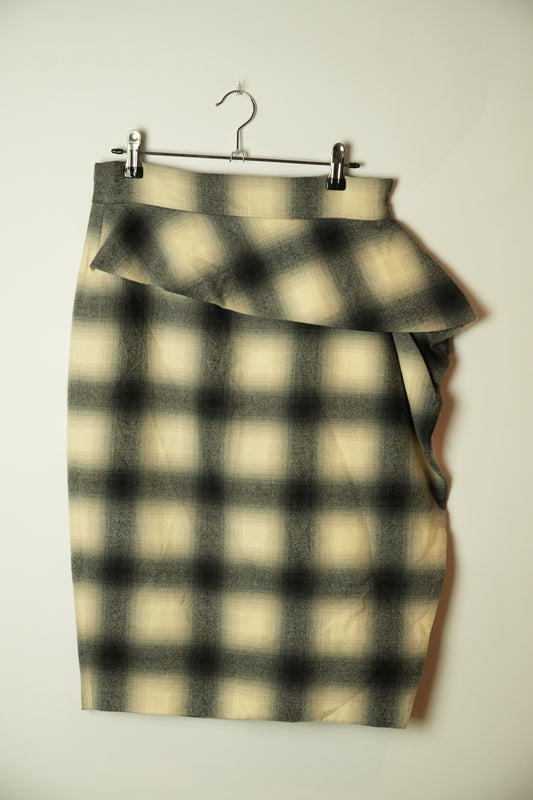Gucci Wool Checkered Grey Pencil Wrap Skirt 2013