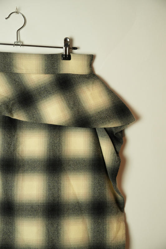 Gucci Wool Checkered Grey Pencil Wrap Skirt 2013