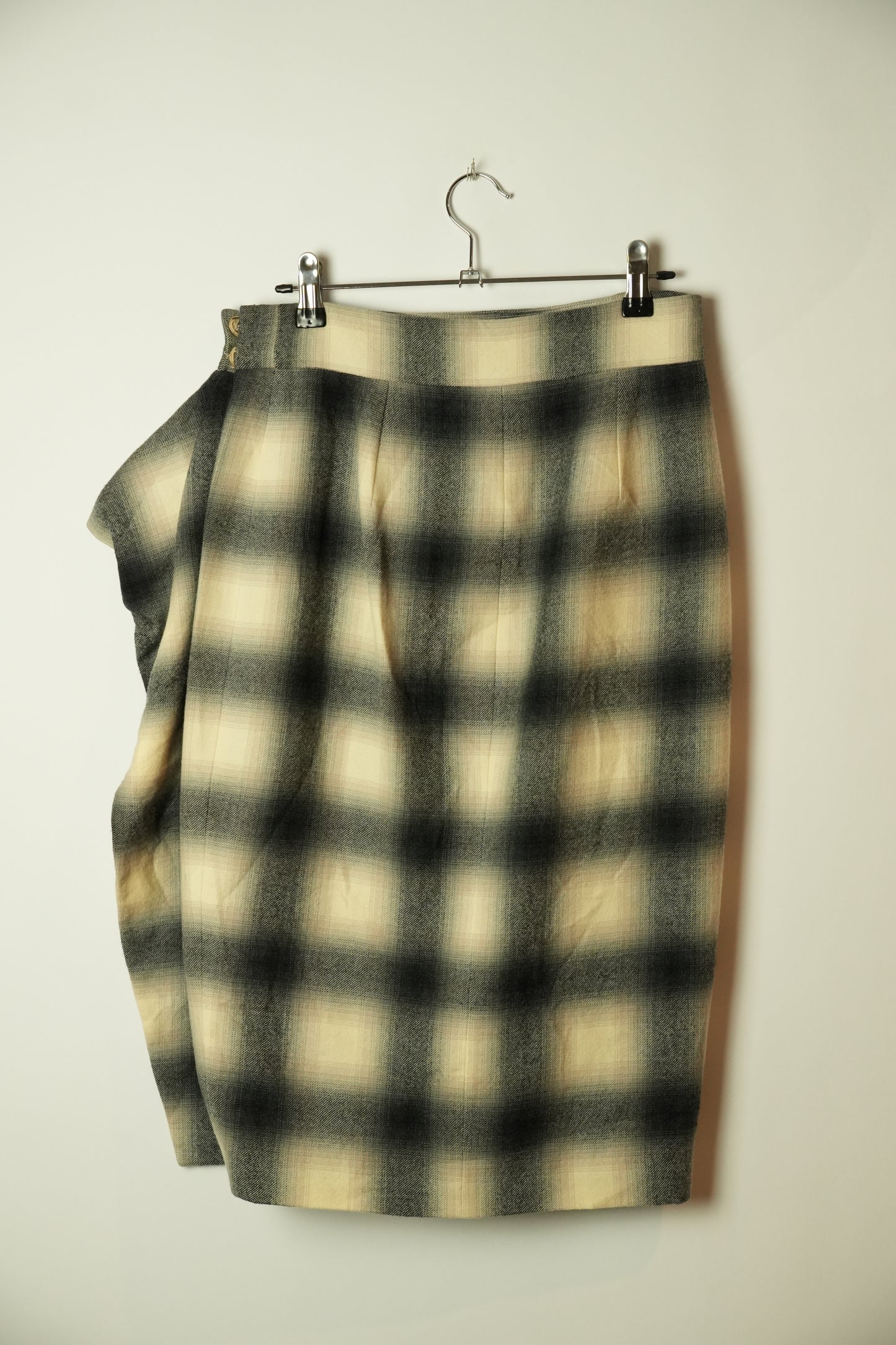 Gucci Wool Checkered Grey Pencil Wrap Skirt 2013