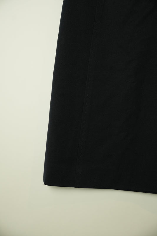 Celine Navy Buckle Wool Midi Skirt