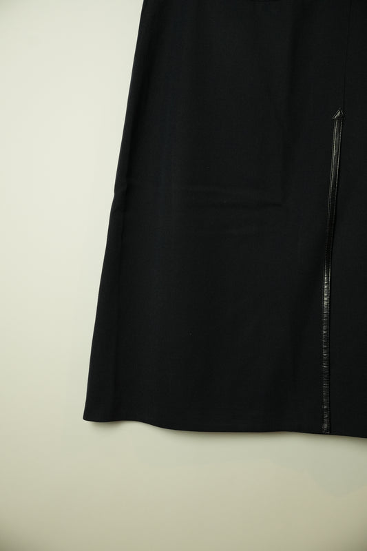 Celine Double Metal Buckle Navy Skirt