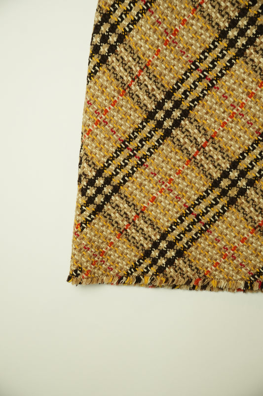 Burberry Nova Check Wool Tweed A Line Skirt