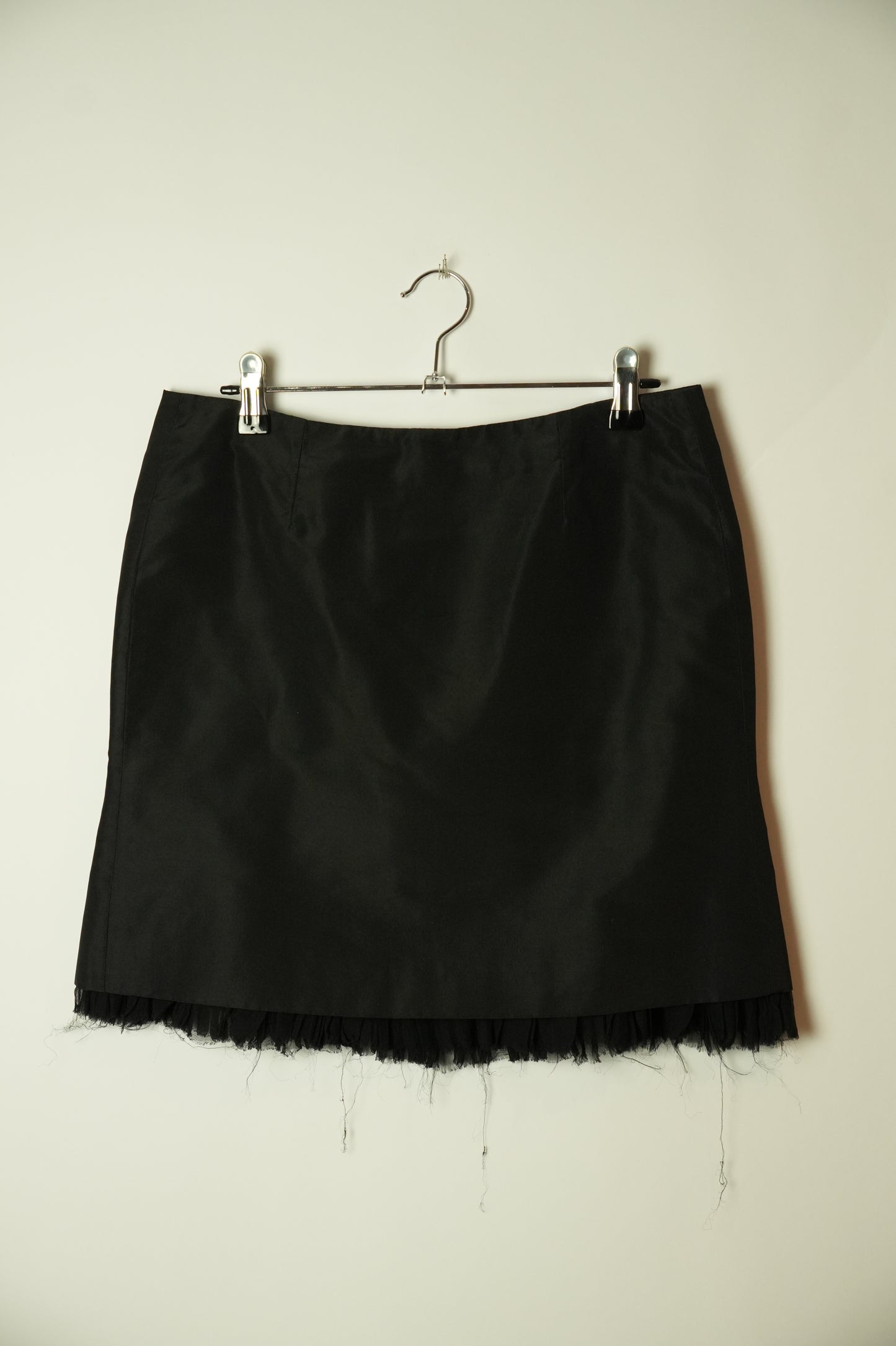 Alexander McQueen Silk Mini Pencil Skirt w Tulle Trimming 2005