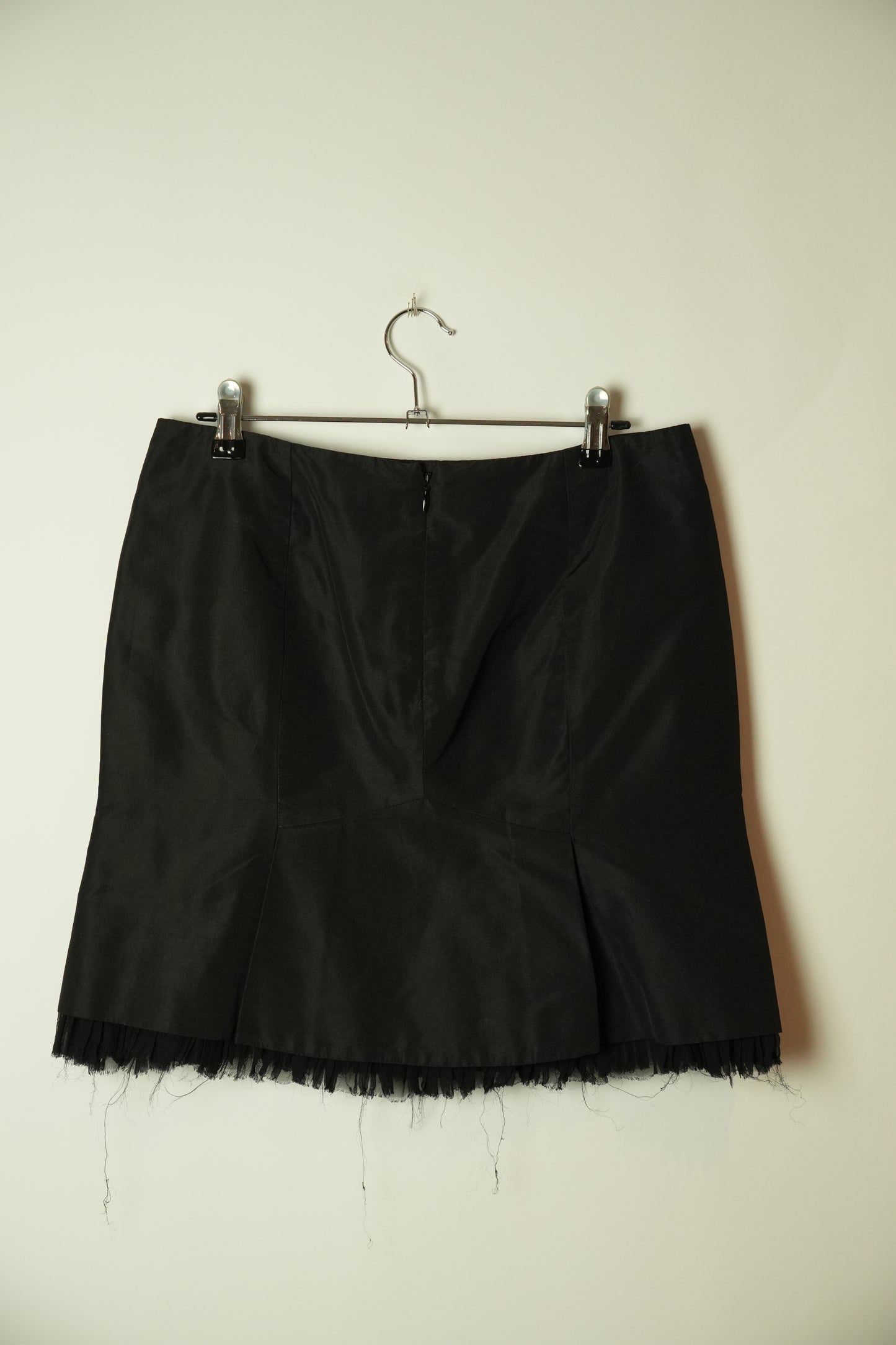 Alexander McQueen Silk Mini Pencil Skirt w Tulle Trimming 2005