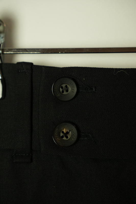 Gucci Black Pencil Skirt w Buckle Backs