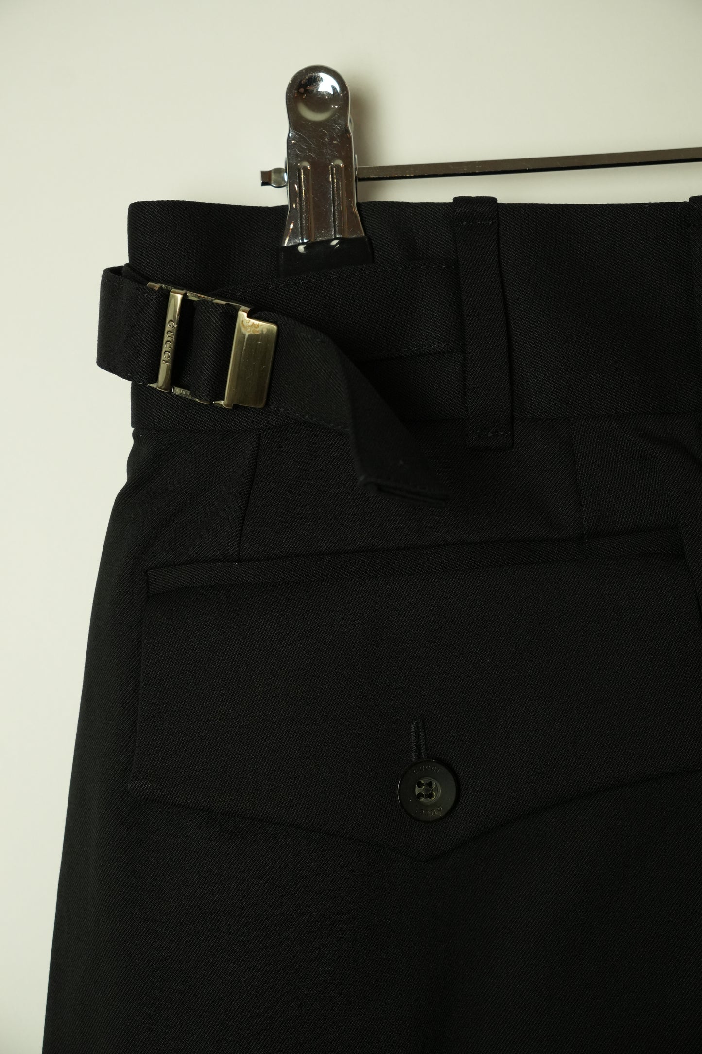 Gucci Black Pencil Skirt w Buckle Backs