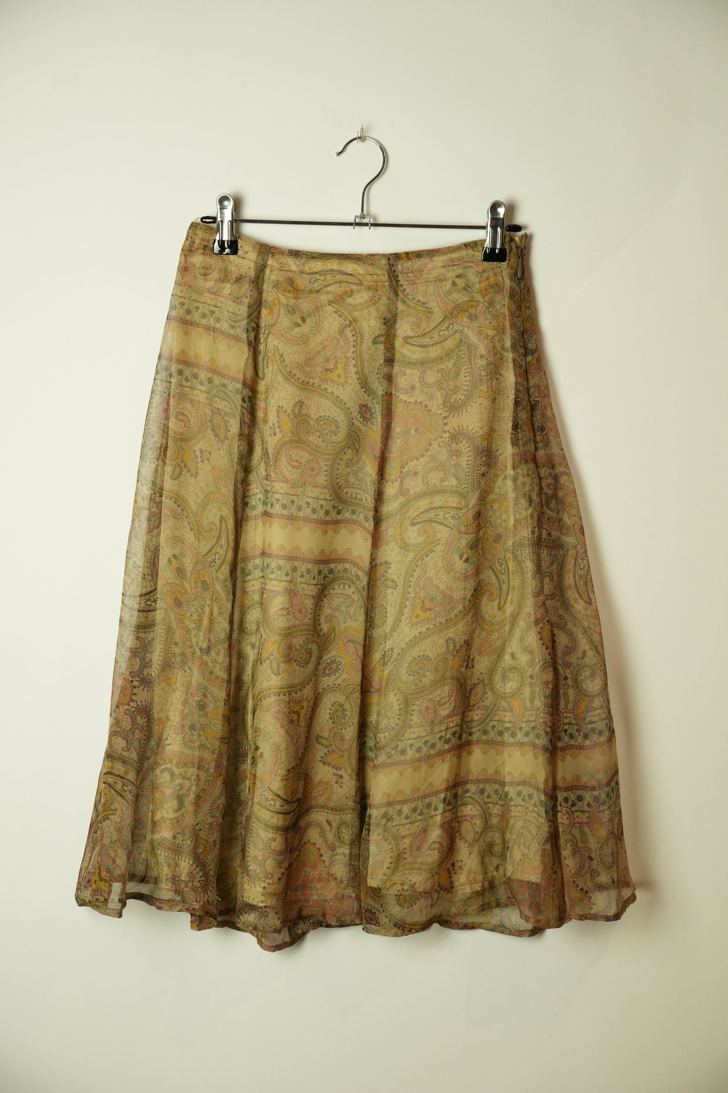 Dries Van Noten Paisley Brown Chiffon Skirt