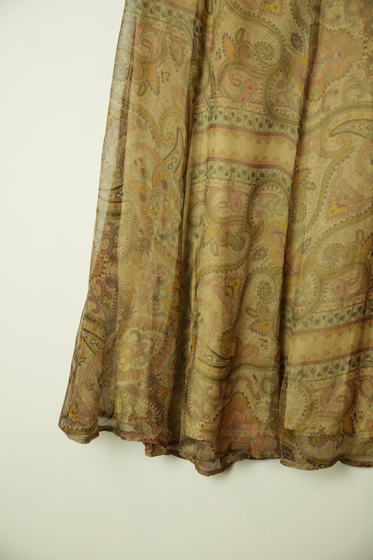 Dries Van Noten Paisley Brown Chiffon Skirt
