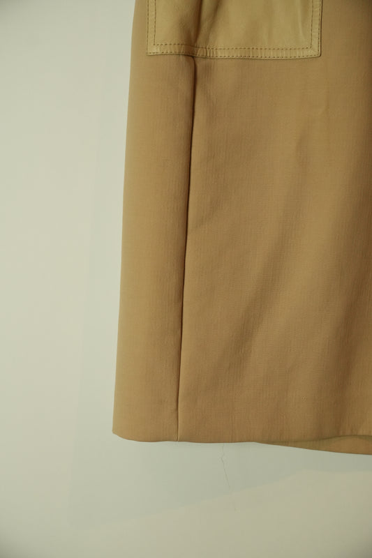 Gucci Tom Ford 2001 AW Beige Leather Trim Pocket Pencil Skirt