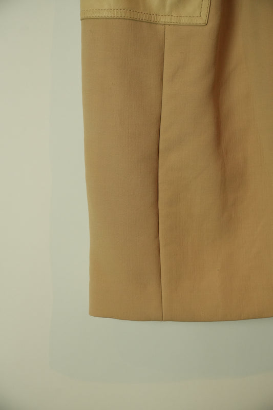 Gucci Tom Ford 2001 AW Beige Leather Trim Pocket Pencil Skirt