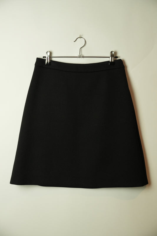 Miu Miu Black Mini Wool A Line Skirt