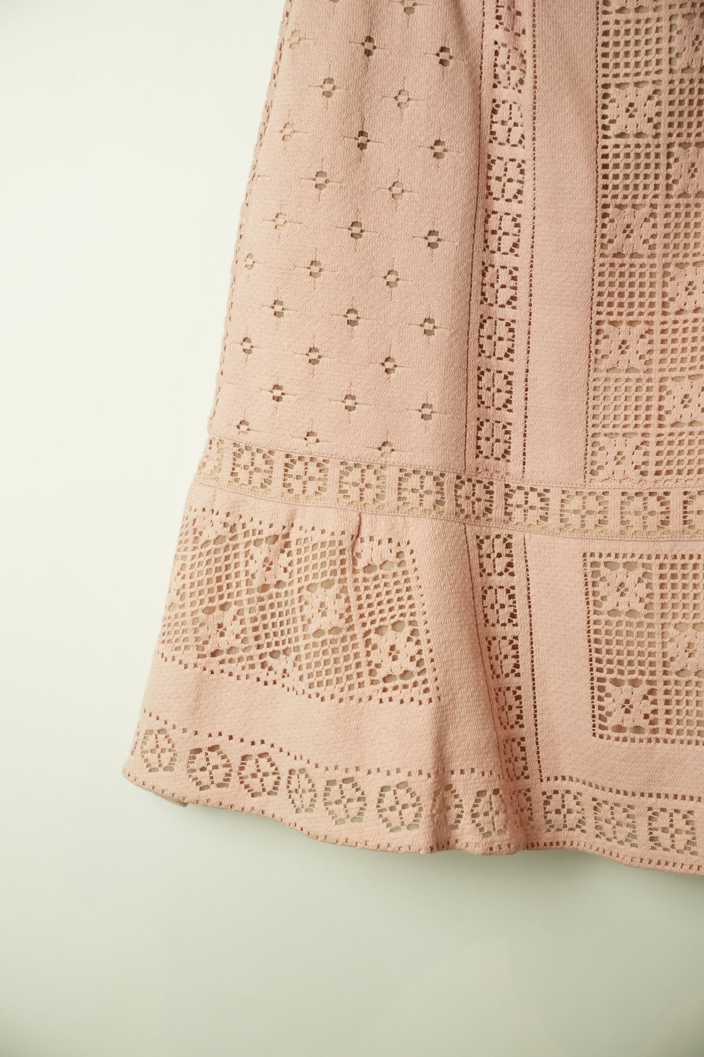 Valentino Pink Knit Crochet Peplum Skirt