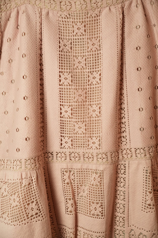 Valentino Pink Knit Crochet Peplum Skirt