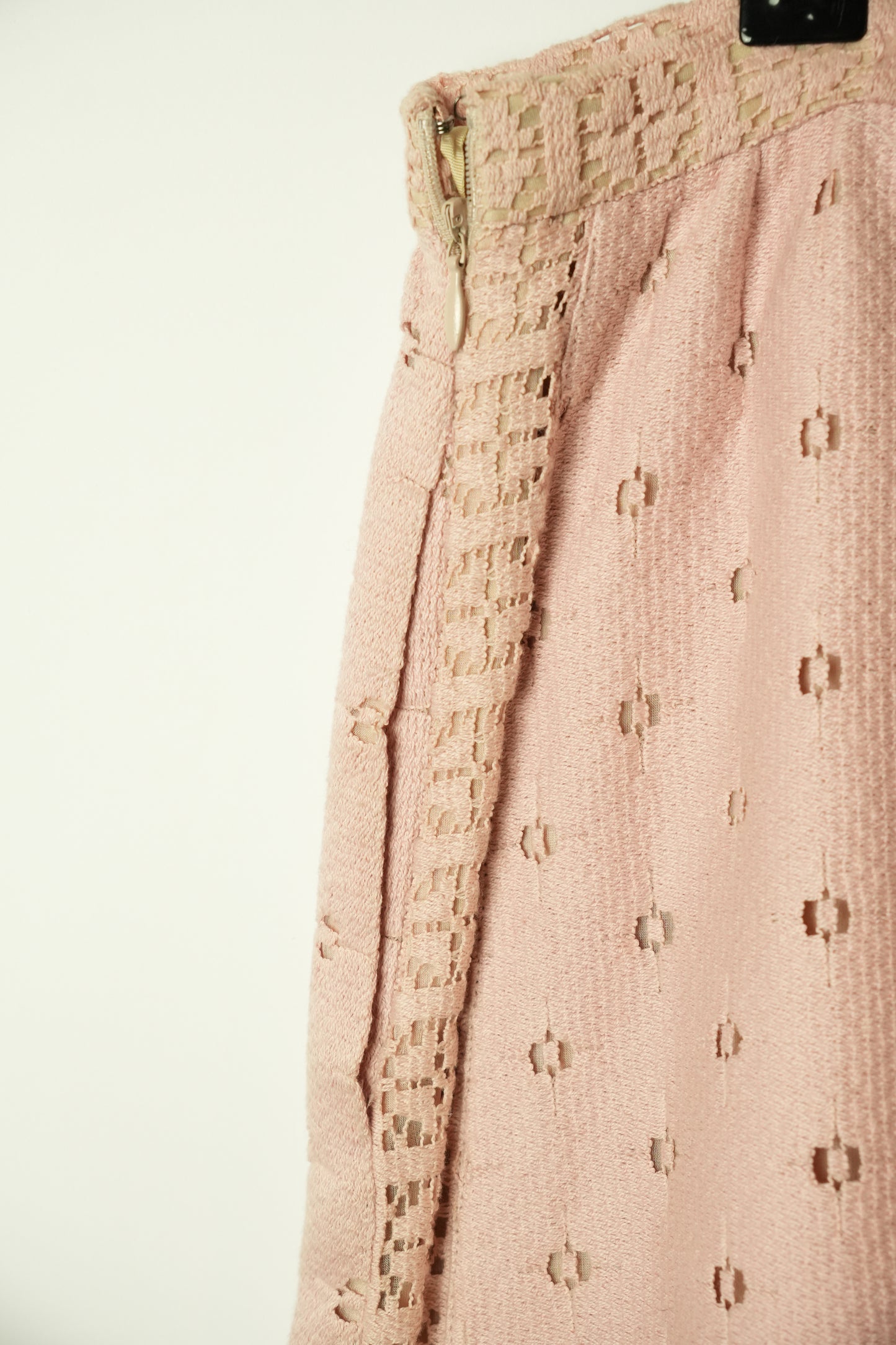 Valentino Pink Knit Crochet Peplum Skirt