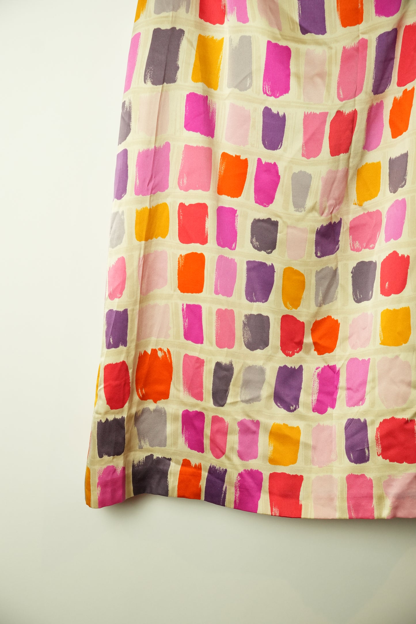 Gerard Darel Pink Red Purple Tile Print Pencil Satin Skirt