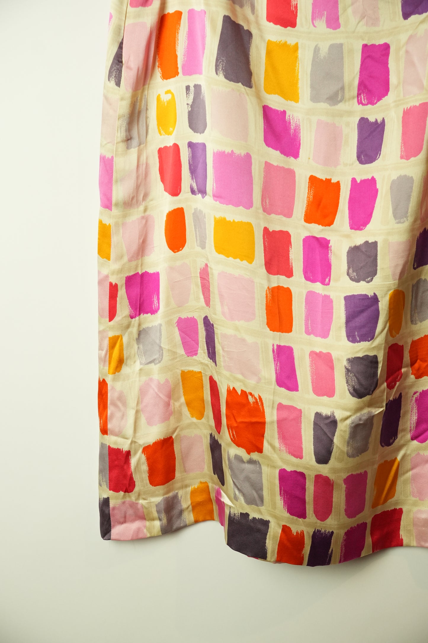 Gerard Darel Pink Red Purple Tile Print Pencil Satin Skirt