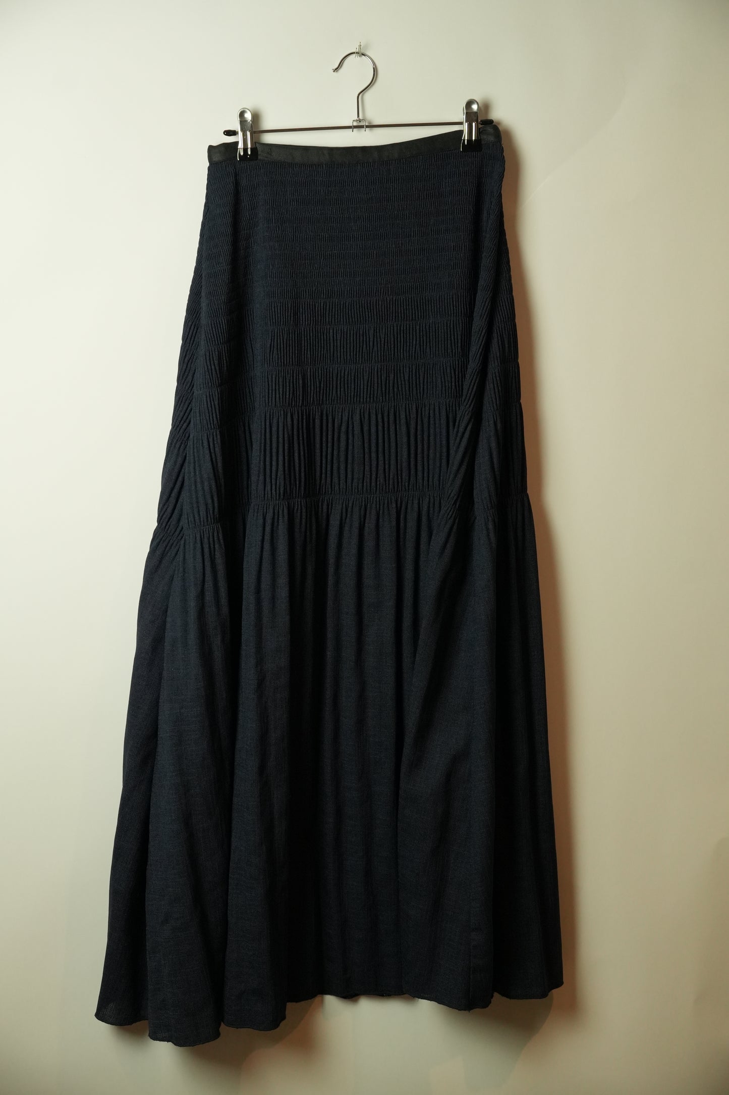 Ron Herman Blue Chambray Denim Pleated Maxi Skirt