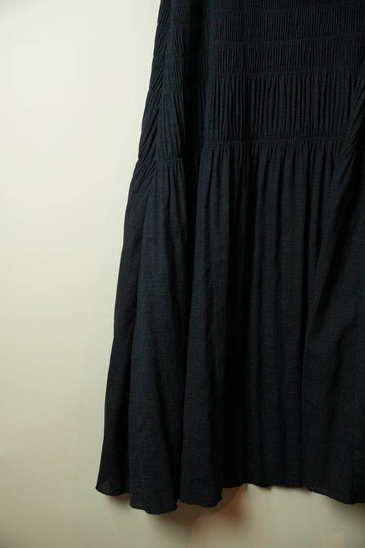 Ron Herman Blue Chambray Denim Pleated Maxi Skirt