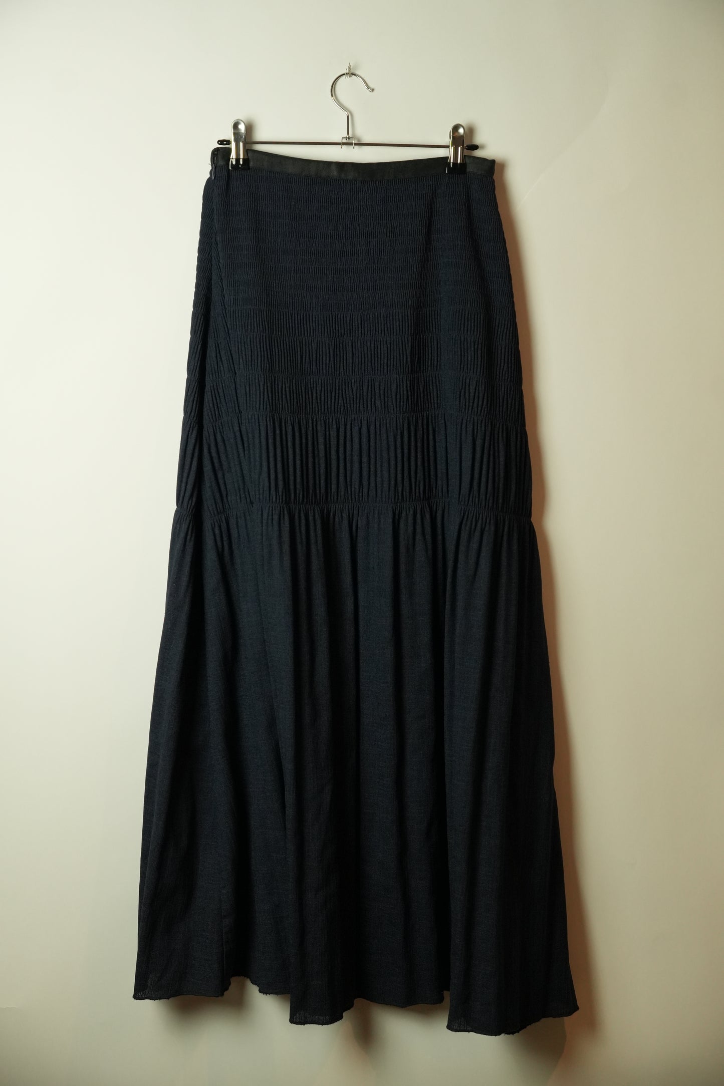 Ron Herman Blue Chambray Denim Pleated Maxi Skirt
