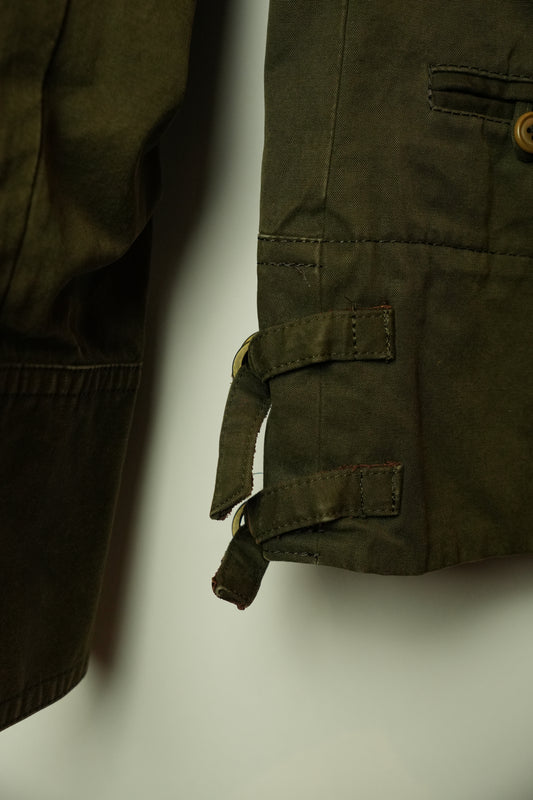 Macphee Khaki Double Breasted short Trench w Buckles