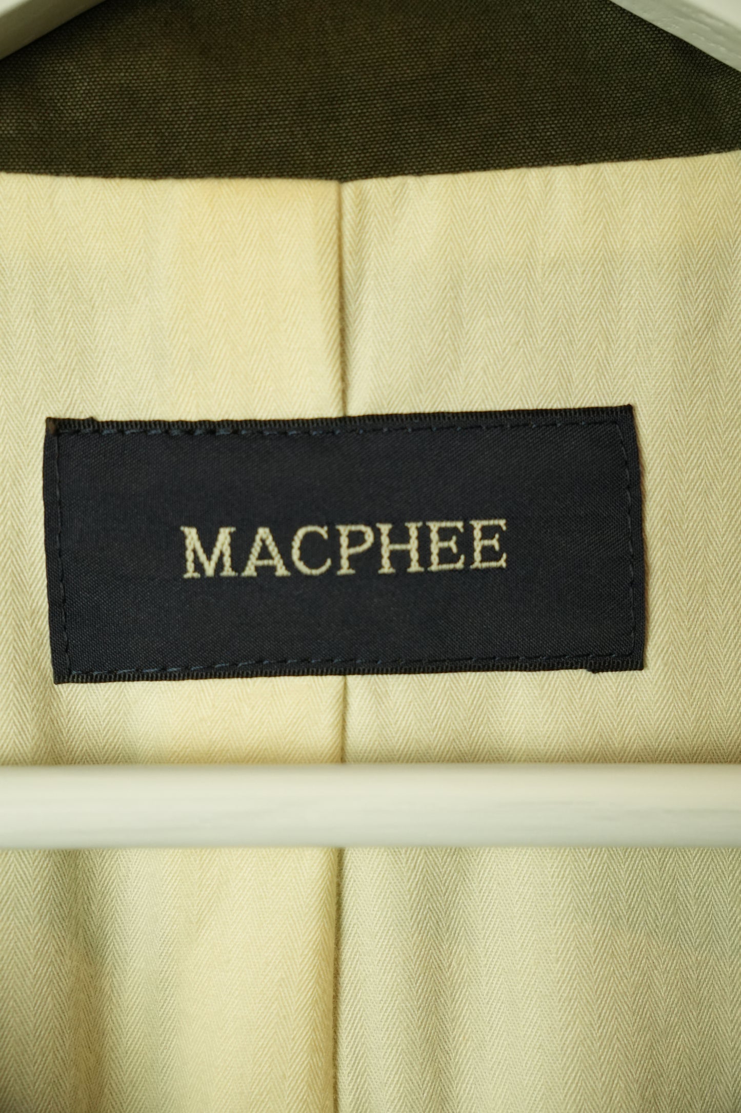 Macphee Khaki Double Breasted short Trench w Buckles