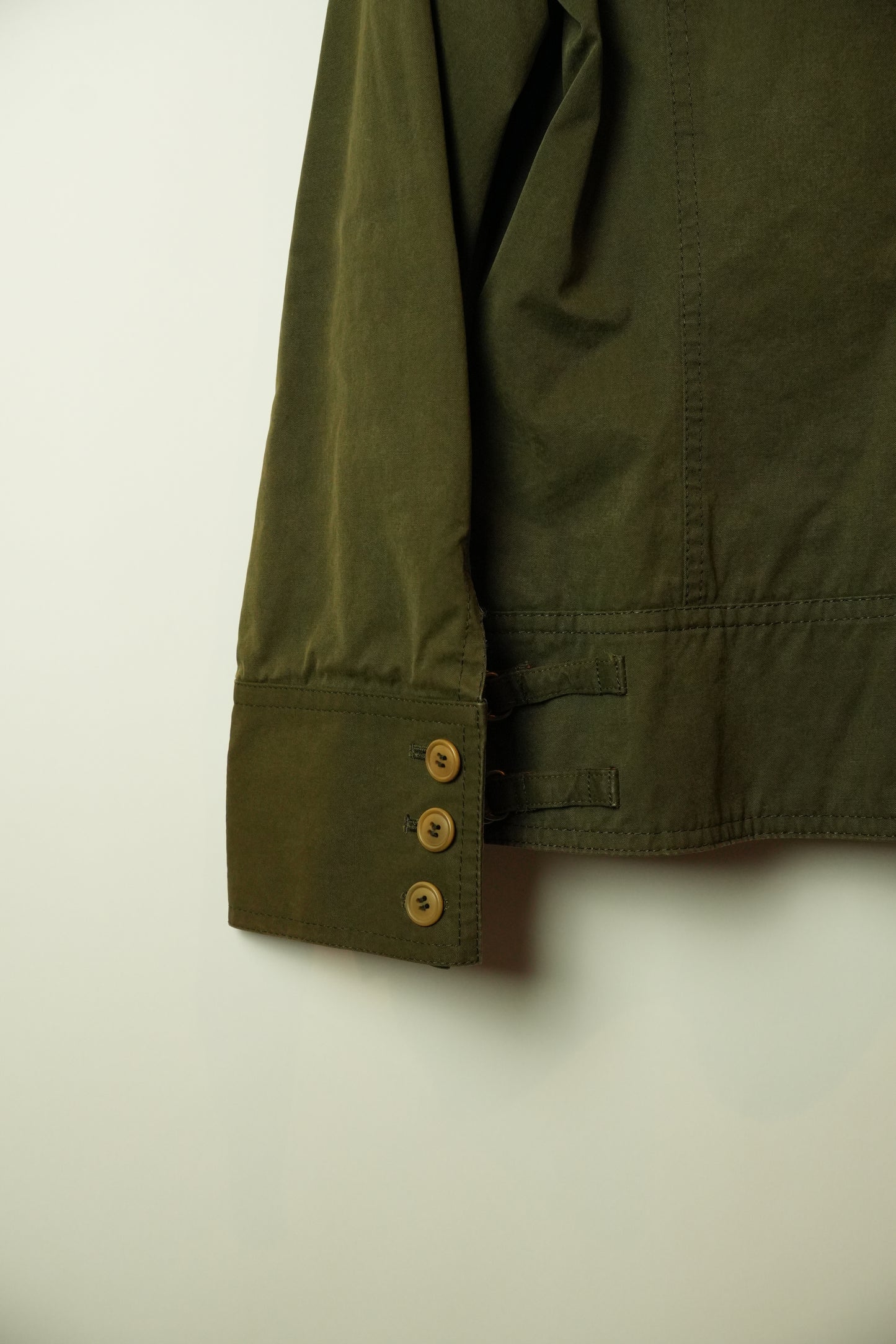 Macphee Khaki Double Breasted short Trench w Buckles