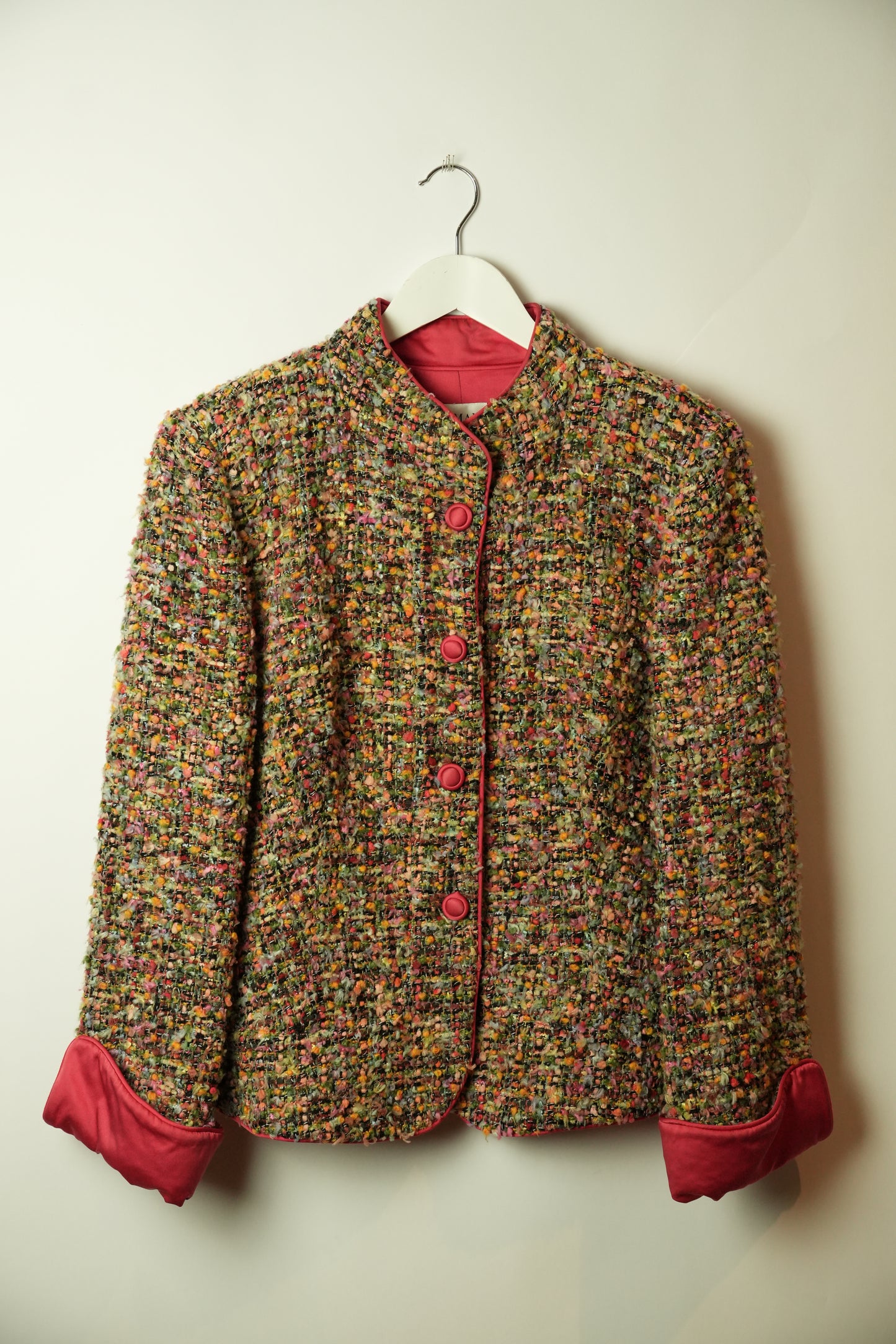 Armani Collection Multi Colour Tweed Mandarin Collar Jacket