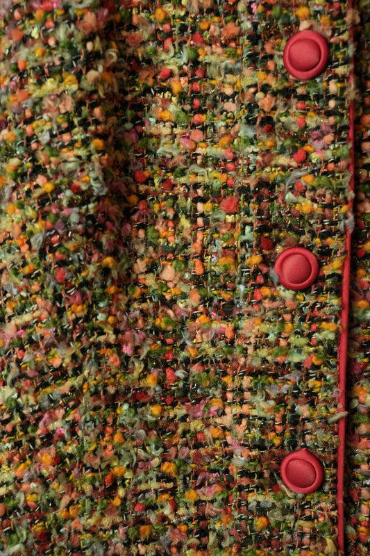 Armani Collezioni Multi Colour Tweed Mandarin Collar Jacket