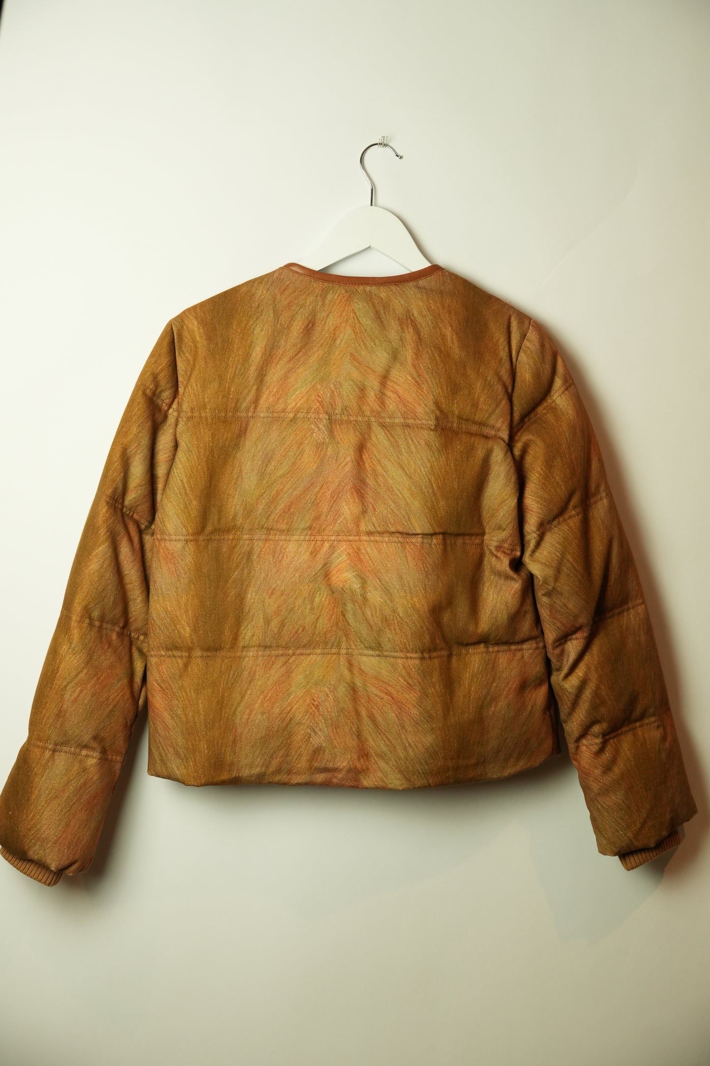 See By Chloe Leather Trim Puffer Feather Print Jacket