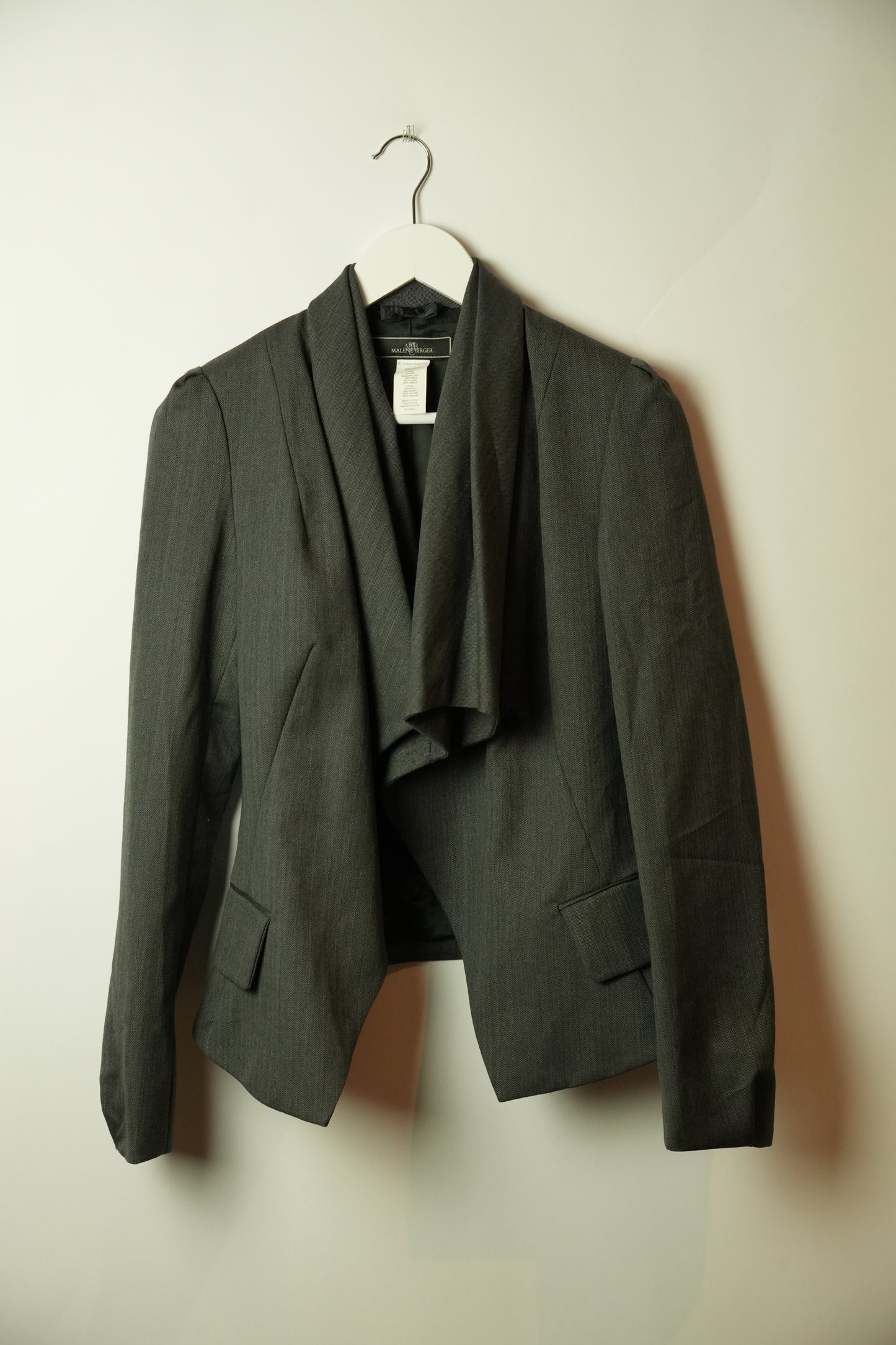 Malene Birger Herringbone Stripw Cowl Neck Assymetrical Blazer