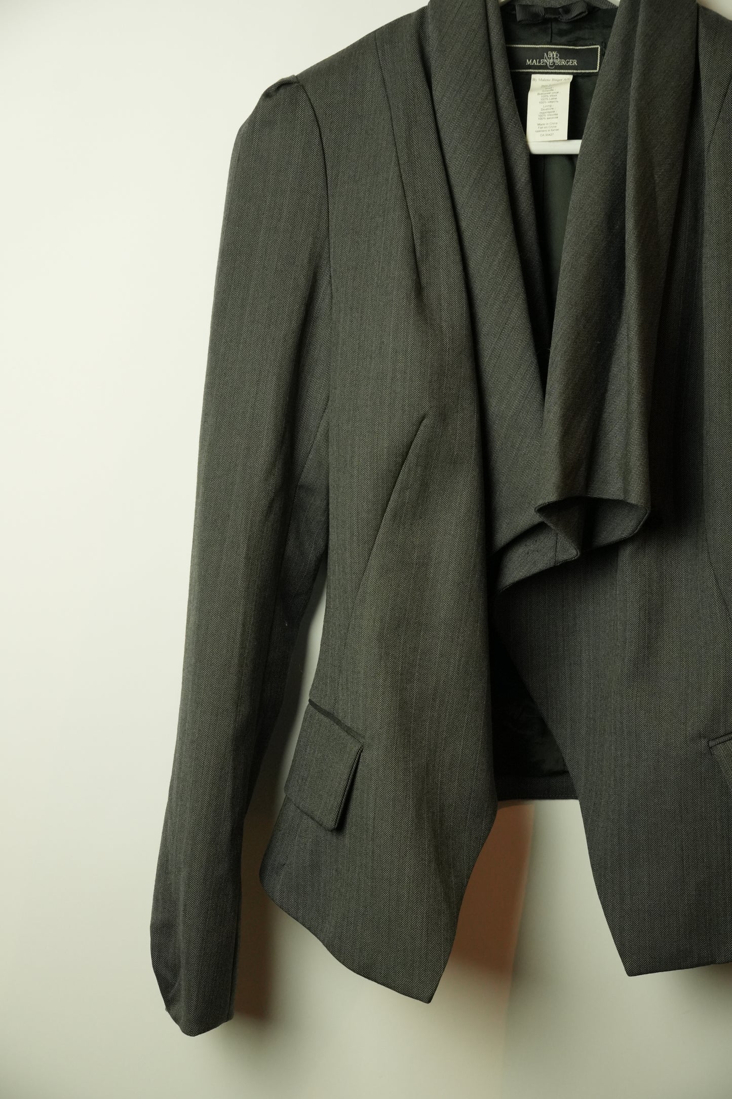 Malene Birger Herringbone Stripw Cowl Neck Assymetrical Blazer