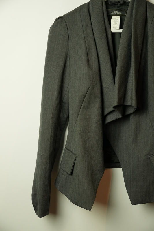 Malene Birger Herringbone Stripw Cowl Neck Assymetrical Blazer