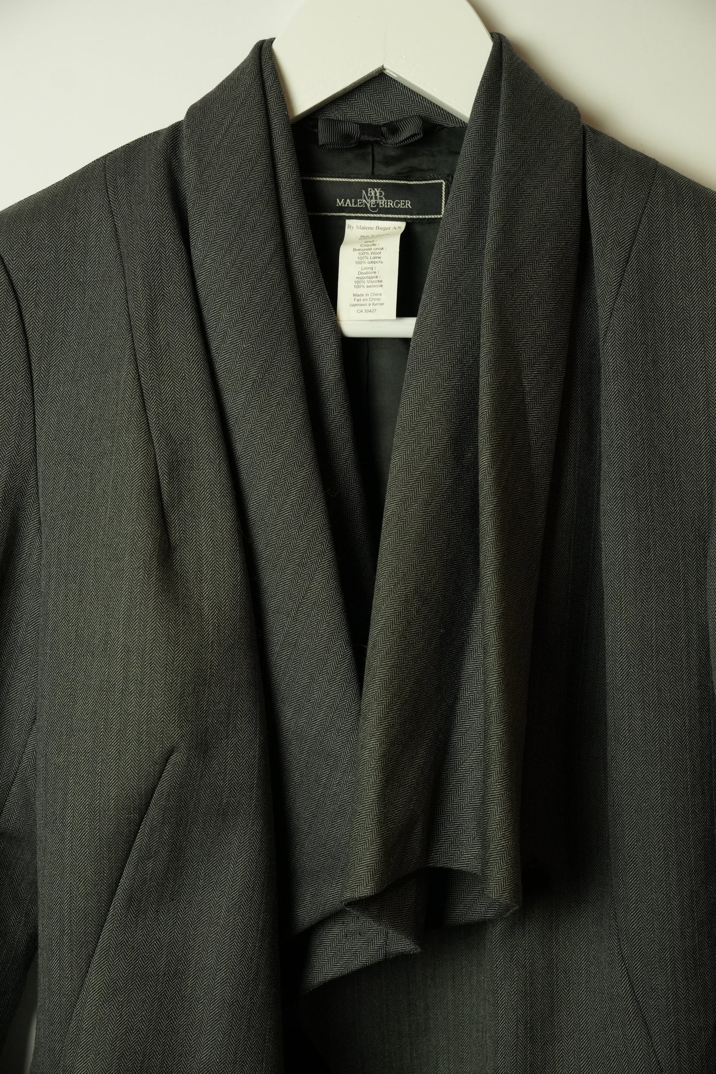 Malene Birger Herringbone Stripw Cowl Neck Assymetrical Blazer