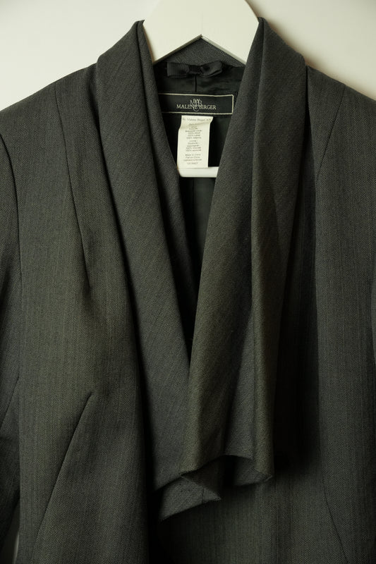 Malene Birger Herringbone Stripw Cowl Neck Assymetrical Blazer