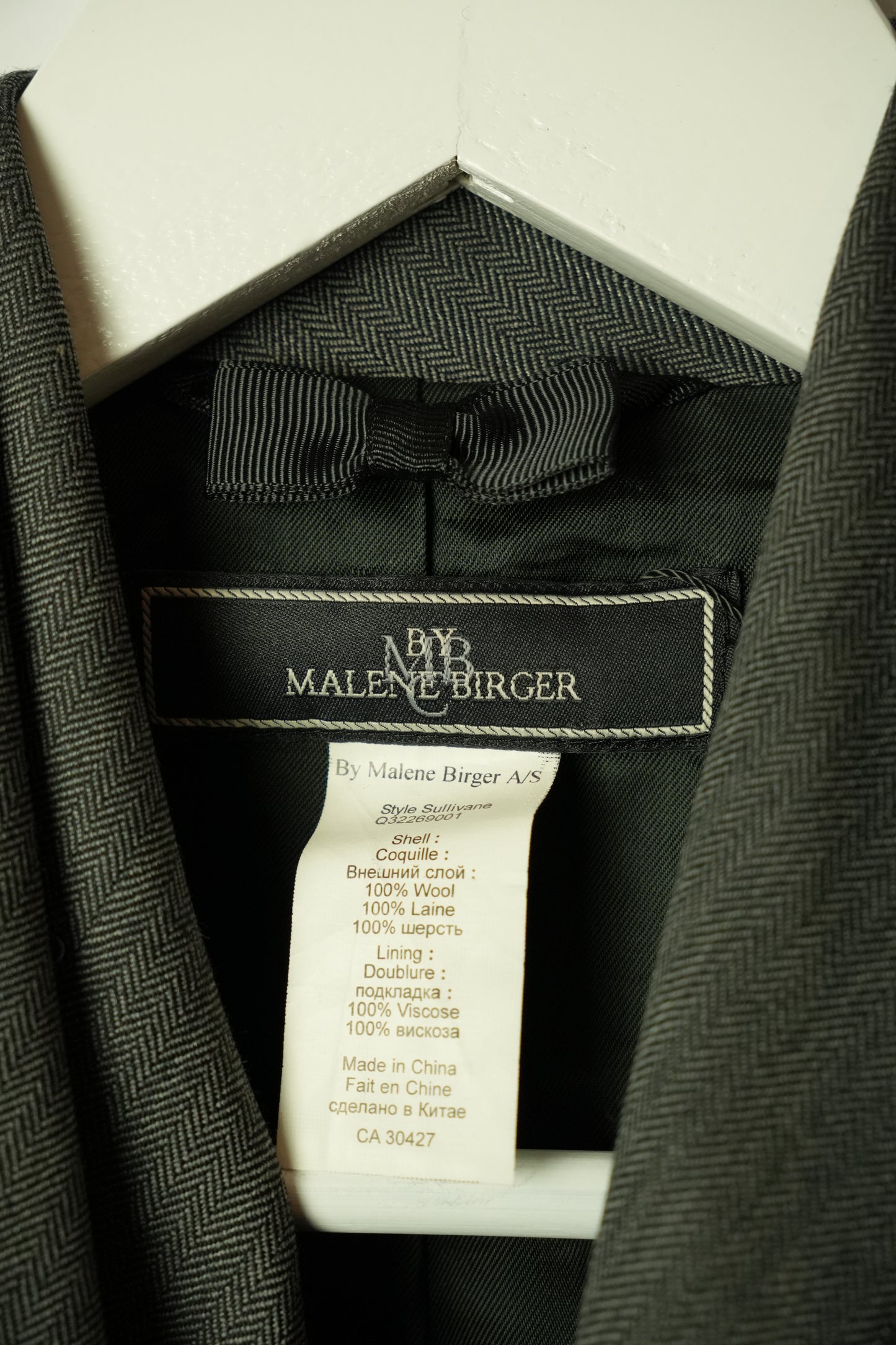 Malene Birger Herringbone Stripw Cowl Neck Assymetrical Blazer