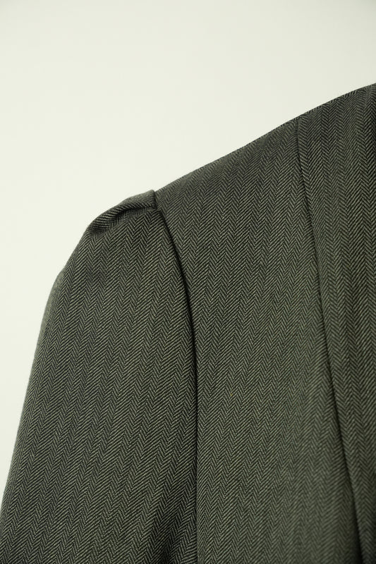 Malene Birger Herringbone Stripw Cowl Neck Assymetrical Blazer